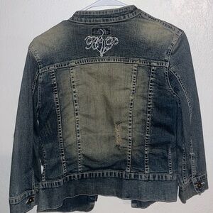 Vintage Baby Phat Distressed Denim Jacket with Embroidered Logo